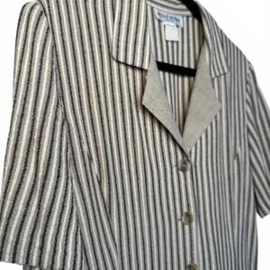 Vintage 90s Neutral Striped Button-Up Dress with Tie Back